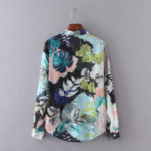 Women Chiffon Blouse Sexy Floral Flower Printing Blouses Long Sleeve Turn-down Collar Loose Shirts Tops blusas femininas IMY66