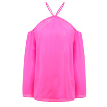 Women Chiffon Blouses Sexy Off Shoulder Halterneck Chiffon Blouse Casual Long Sleeve Tops Shirt blusa feminina IMY66