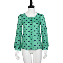 Women Chiffon Blouses Tops Ladies Casual Long Sleeve Shirt Heart Love Print Blouse Loose Shirts blusas femininas IMY66