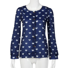 Women Chiffon Blouses Tops Ladies Casual Long Sleeve Shirt Heart Love Print Blouse Loose Shirts blusas femininas IMY66