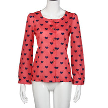 Women Chiffon Blouses Tops Ladies Casual Long Sleeve Shirt Heart Love Print Blouse Loose Shirts blusas femininas IMY66