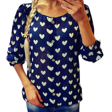 Women Chiffon Blouses Tops Ladies Casual Long Sleeve Shirt Heart Love Print Blouse Loose Shirts blusas femininas IMY66