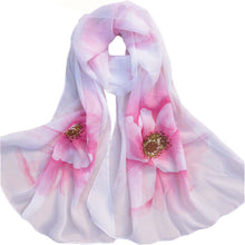 Women Chiffon Scarf Soft Thin Chiffon Silk Scarf Big Flower Printed Silk Scarves Wrap Shawl Scarves Female Size 160*50CM IMY66
