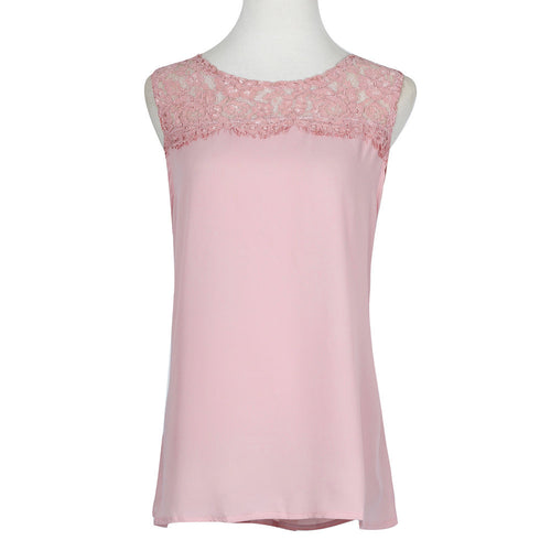 Women Chiffon Tank Tops Lace Floral Hollow Sleeveless Shirts Blouse Casual Tank Tops Blusas Feminino IMY66