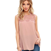 Women Chiffon Tank Tops Lace Floral Hollow Sleeveless Shirts Blouse Casual Tank Tops Blusas Feminino IMY66