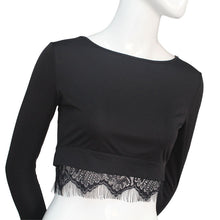 Women Clothing Round Neck Long Sleeve Lace Tassel Bustier Crop Tops Shirt Camisetas Mujer IMY66