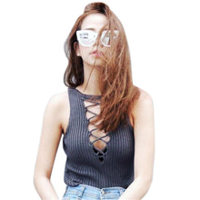 Women Crop Tops Sexy Bandage Bustier Vest Top Sleeveless Blouse Tank Tops Cropped Top For Women IMY66