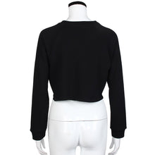 Women Crop Tops Letters Loose Long Sleeve O Neck Short Sweater Tops Shirt Pullovers Tee Shirts Femme camisas feminina IMY66