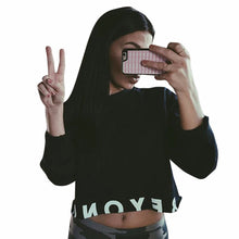 Women Crop Tops Letters Loose Long Sleeve O Neck Short Sweater Tops Shirt Pullovers Tee Shirts Femme camisas feminina IMY66