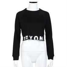 Women Crop Tops Letters Loose Long Sleeve O Neck Short Sweater Tops Shirt Pullovers Tee Shirts Femme camisas feminina IMY66