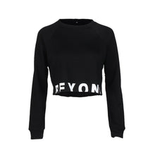 Women Crop Tops Letters Loose Long Sleeve O Neck Short Sweater Tops Shirt Pullovers Tee Shirts Femme camisas feminina IMY66