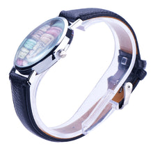 Women Dress Watch Girls PU Leather Macaron Print PU Leather Quartz Wrist Watch relogios feminino Clock IMY66