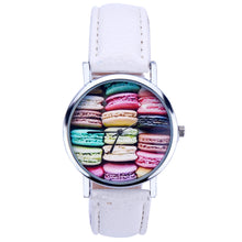 Women Dress Watch Girls PU Leather Macaron Print PU Leather Quartz Wrist Watch relogios feminino Clock IMY66