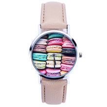 Women Dress Watch Girls PU Leather Macaron Print PU Leather Quartz Wrist Watch relogios feminino Clock IMY66