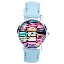 Women Dress Watch Girls PU Leather Macaron Print PU Leather Quartz Wrist Watch relogios feminino Clock IMY66