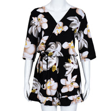 Women Elegant Jumpsuits Floral Print Backless Sexy Club Wear V neck Short Sleeve Plus Size Casual Rompers IMY66