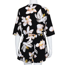 Women Elegant Jumpsuits Floral Print Backless Sexy Club Wear V neck Short Sleeve Plus Size Casual Rompers IMY66