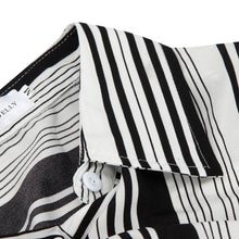 Women Dress Sexy Deep V collar Long Sleeve Open Fork Striped Loose Casual Dress vestidos femininos IMY66