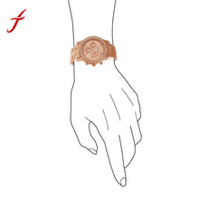 Women Faux Chronograph Quartz Plated Classic Three Eyes Round Ladies Rhinestone Watch woman watches luxury IMY66