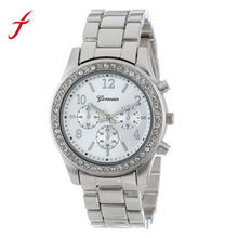 Women Faux Chronograph Quartz Plated Classic Three Eyes Round Ladies Rhinestone Watch woman watches luxury IMY66