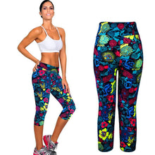 Women Fitness Mid Calf Elastic Pants Leggins Sweatpants Women Printing Legging Jegging IMY66