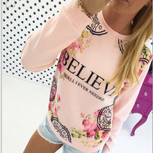 Women Floral Print Blouse Ladies Sweatshirt Hoodies Long Sleeve O-Neck Loose Tops Blouse blusas femininas IMY66