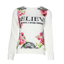 Women Floral Print Blouse Ladies Sweatshirt Hoodies Long Sleeve O-Neck Loose Tops Blouse blusas femininas IMY66