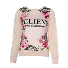 Women Floral Print Blouse Ladies Sweatshirt Hoodies Long Sleeve O-Neck Loose Tops Blouse blusas femininas IMY66