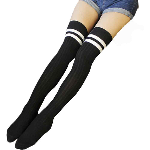 Women Girl Stocking Striped Over Knee Leg Warmer Stocking Cotton Stocking Thigh High Stockings For Student IMY66