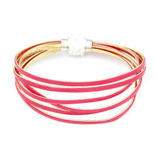 Women Handmade Rhinestone Magnet Rope Charm Jewelry Weave Bracelet IMY66