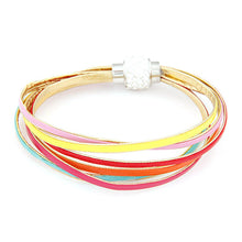 Women Handmade Rhinestone Magnet Rope Charm Jewelry Weave Bracelet IMY66