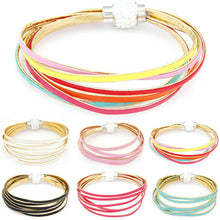 Women Handmade Rhinestone Magnet Rope Charm Jewelry Weave Bracelet IMY66