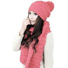 Women Hats Warm Woolen Knit Hood knitted Scarf Shawl Caps Hats Suit For Women Girl Female Suit Bonnet Gorro IMY66