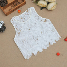 Women Hollow Lace Crochet Tank Tops Sexy Sleeveless Black White Lace Crop Tops Women Sexy Tops IMY66