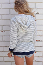 Women Hooded Tee Shirts Ladies Casual Striped Long Sleeve Sweatshirt Jumper Sweater Pullover camisetas y tops IMY66