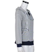 Women Hooded Tee Shirts Ladies Casual Striped Long Sleeve Sweatshirt Jumper Sweater Pullover camisetas y tops IMY66