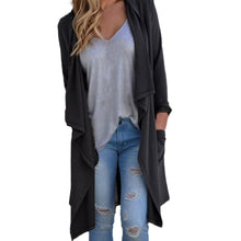 Women Irregular Long Cardigan Long Sleeve Hooded Drape Front Knitted Open Stitch Blouse Outwear Jacket Coat Tops IMY66