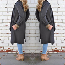 Women Irregular Long Cardigan Long Sleeve Hooded Drape Front Knitted Open Stitch Blouse Outwear Jacket Coat Tops IMY66