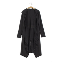 Women Irregular Long Cardigan Long Sleeve Hooded Drape Front Knitted Open Stitch Blouse Outwear Jacket Coat Tops IMY66