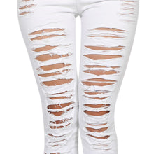 Women Jeans Casual High Street High Waist Ripped Slim Knee Hole Pencil Denim Pants Trousers IMY66