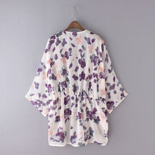 Women Kimono Cardigan Chiffon Blouse Floral Print Shawl Bikini Beach Cover Up Blouse Blouses blusa feminina IMY66