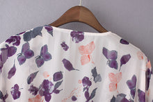 Women Kimono Cardigan Chiffon Blouse Floral Print Shawl Bikini Beach Cover Up Blouse Blouses blusa feminina IMY66
