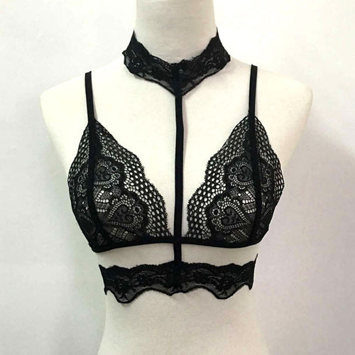 Women Lace Bustier Crop Tops Sexy Translucent Underwear Sheer Strap Lingerie Bra Tank Top Bustier regata feminina IMY66