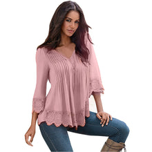 Women Lace Crochet Splice Blouse Cotton Blend Long Sleeve Shirt Casual Blouses Tops blusas chemise femme IMY66