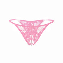 Women Lace Crotchless Panties Crotch Thong With Pearls Massaging Underwear Thongs G-string Intimates Briefs Underpants IMY66