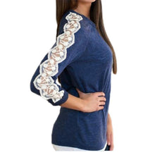 Women Lace Splice Blouse Loose Tops Long Sleeve Blouse Ladies Casual Clothing Shirt blusa feminina IMY66