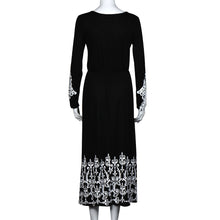 Women Lace Splice Long Dress Boho Print Long Sleeve Party Evening Maxi Dress vestidos femininos IMY66