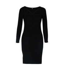 Women Ladies Sexy Long Sleeve Bandage Bodycon Party Dress Hollow Slim Club Cocktail Mini Dress vestidos femininos IMY66