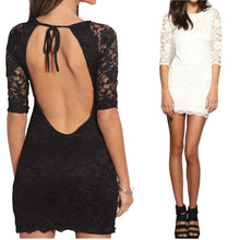 Women Lady Sexy Backless Club Wear Bandage BodyCon Lace Evening Party mini Black/White Dress Vestidos IMY66
