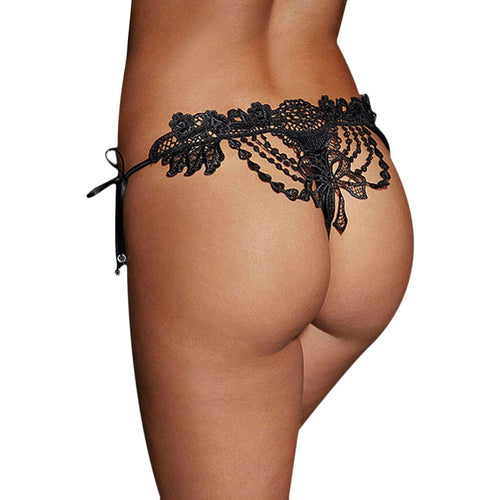 Women Lady's Sexy Thongs Lace Lady Briefs Lingerie Knickers G-string T-back Thongs Panties Underwear Black IMY66